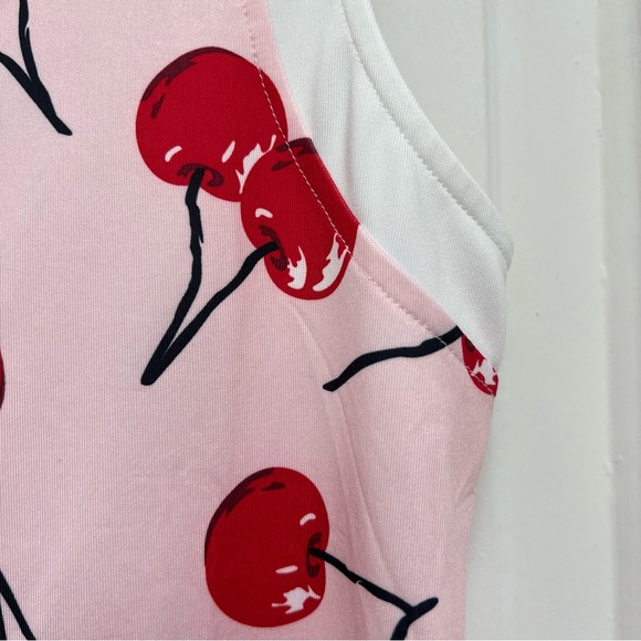 JOFIT Cherry Print Sleeveless Collared Tank Top Size Small - Picture 5 of 6